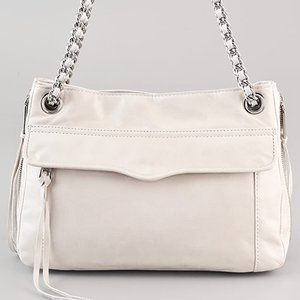 Rebecca Minkoff cream purse silver chain strap bag